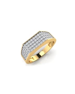 Wasima Yellow Gold Diamond-Studded Band Ring-image-45