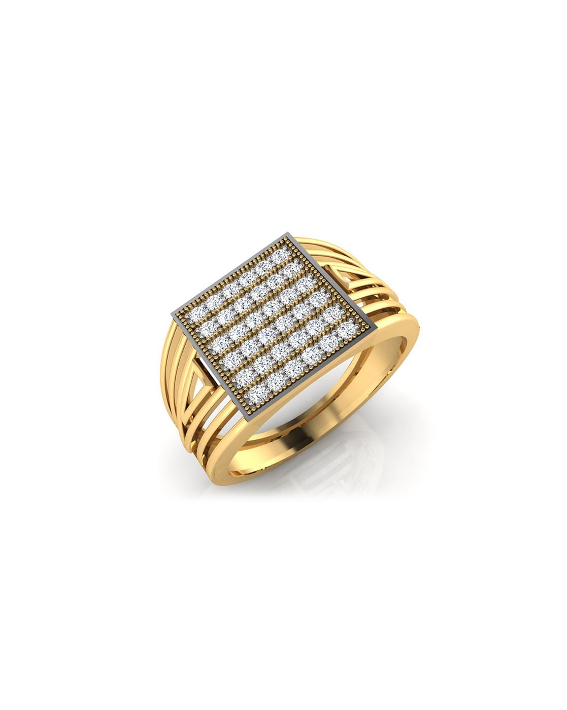 Gents Gold Quartz 3 Diamond Ring