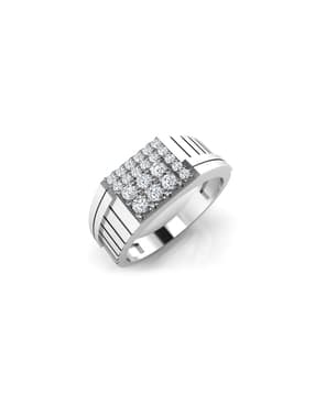 Yodha White Gold Diamond-Studded Band Ring-image-37
