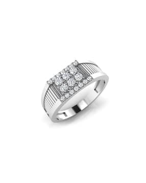 Beauty White Gold Diamond-Studded Band Ring-image-38