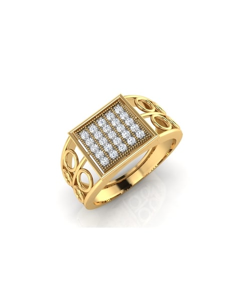 14K Y Gold Brushed Design APP .75cttw Diamond Three Stone Mens Wedding Ring  Sz 11