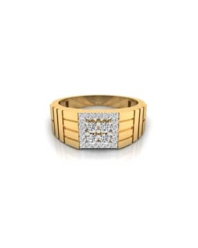 iski uski Jagman Yellow Gold Diamond-Studded Band Ring-picture-16