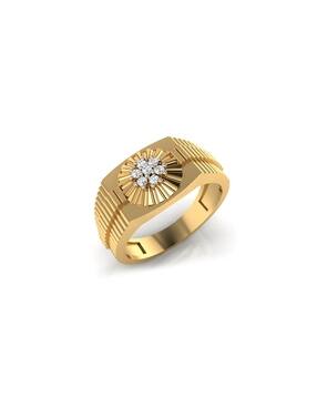 Loreal Yellow Gold Diamond-Studded Band Ring-image-4
