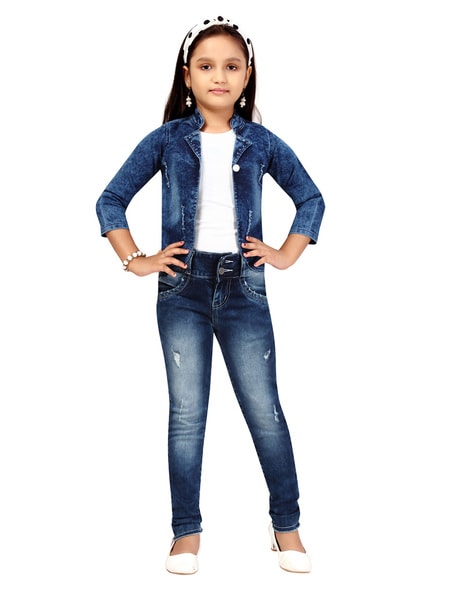 denim jacket with ethnic wear