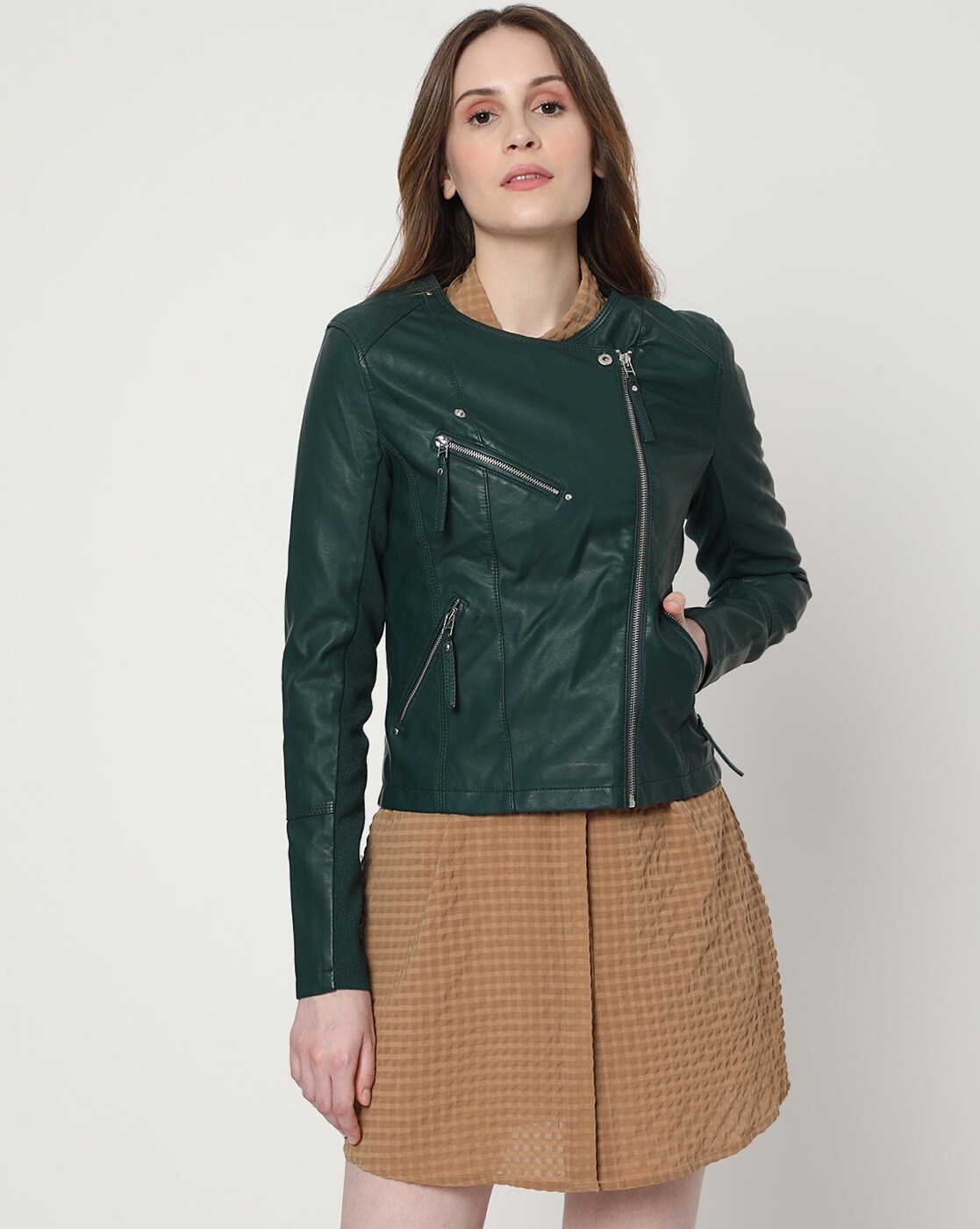 Buy online Women Bottle Green Solid Regular Jacket from jackets and blazers  and coats for Women by Showoff for ₹1949 at 60% off | 2024 Limeroad.com