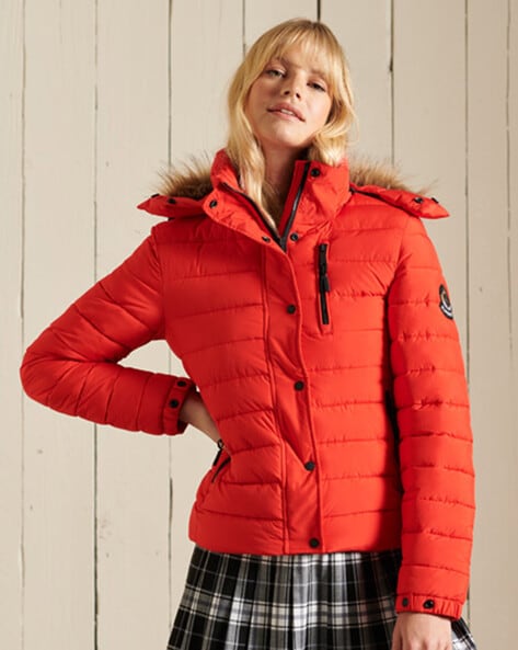 womens red superdry coat