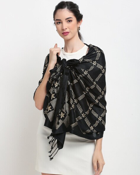 Checked Stole with Tassels Price in India