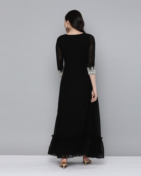 Elegant A-line Sleeveless Beading Black Satin Prom Dresses, Long Eveni –  Laurafashionshop