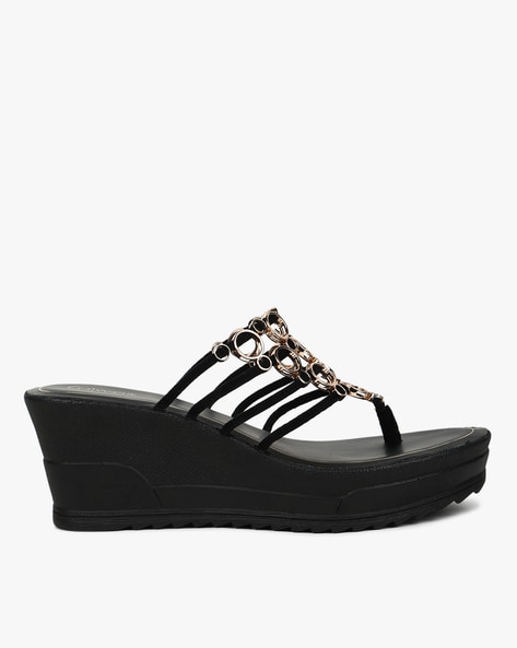 Women Ankle Strap Wedge Sandals, Sequin Fashionable Sandals Black | SHEIN UK