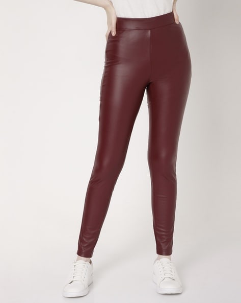 burgundy #leather #pants blouse + burgundy leather pants | Outfits with  leggings, Casual outfits for girls, Fashion inspo outfits