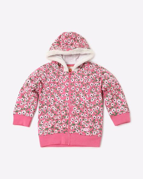 Floral Print Zip-Up Hoodie