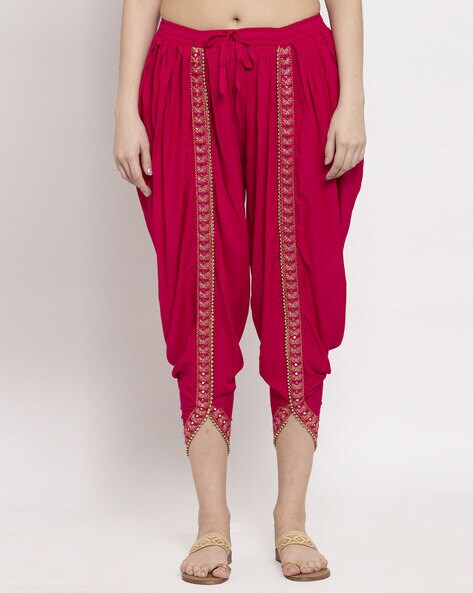 Embellished Dhoti Pant with Drawstring Waist Price in India