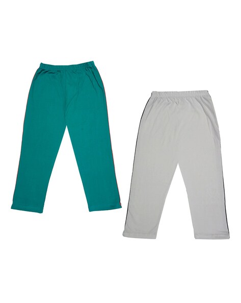 Buy Blue & White Trousers & Pants for Girls by INDIWEAVES Online