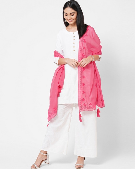 Embroidered Dupatta with Tassels Price in India