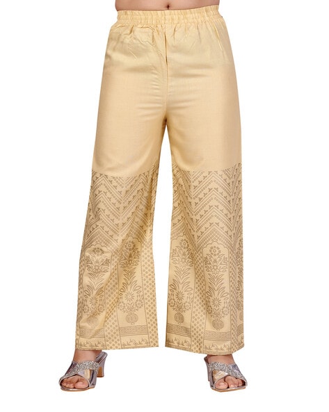 Indian Yoga Wide Leg Trousers 100% Cotton Palazzo Pink Lining Pleated Pants  US | eBay