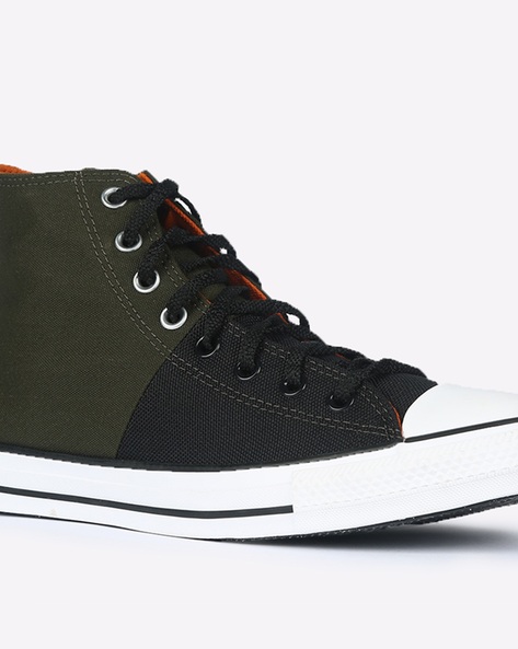 Army green clearance high top converse