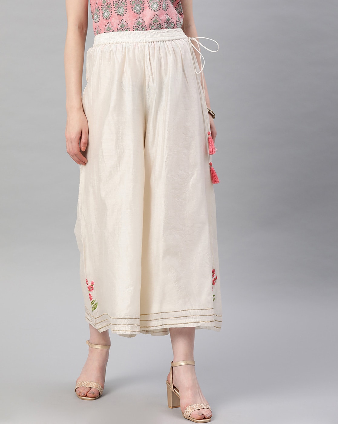 New Trend White Color Indian Suit With Palazzo Pant