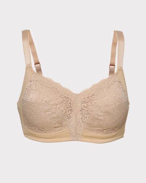 Plush Back No Slip Strap Non-Padded Floral Lace Bra