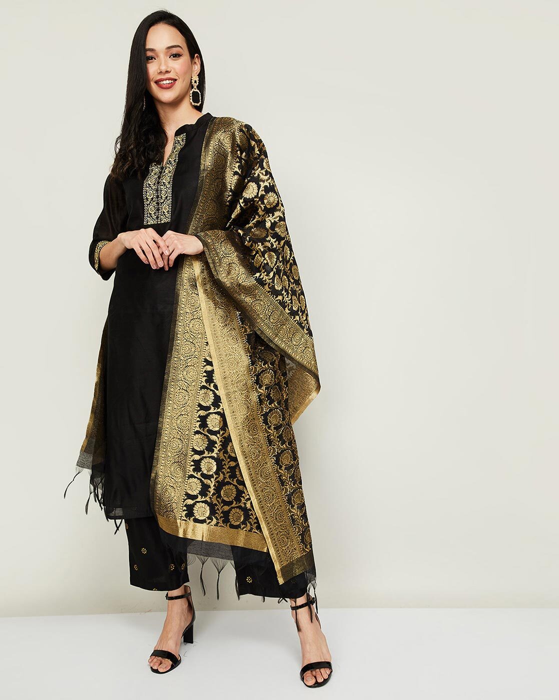 Buy Mustard Kurta Suit Sets for Women by MELANGE BY LIFESTYLE Online |  Ajio.com