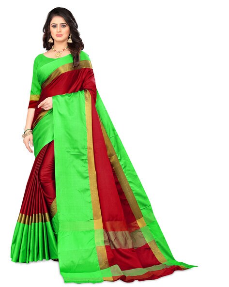 Buy online Women's Solid Maroon Colored Saree With Blouse from ethnic wear  for Women by Vairagee for ₹1369 at 84% off