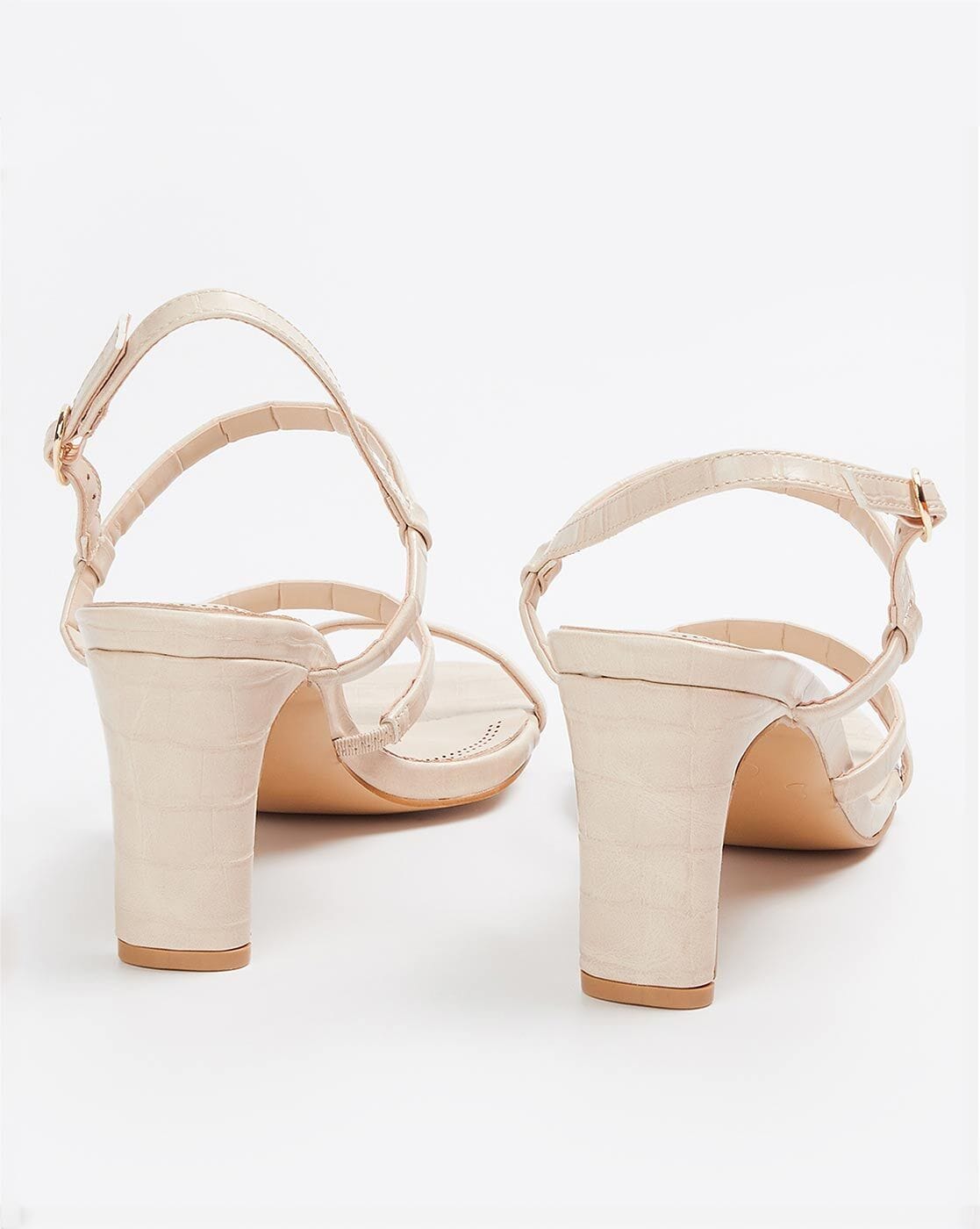 Buy Nude Heeled Sandals for Women by Ginger by lifestyle Online | Ajio.com