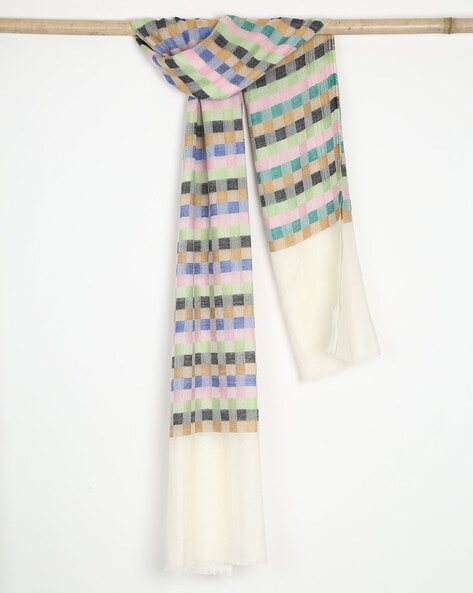 Checked Stole with Fringes Price in India