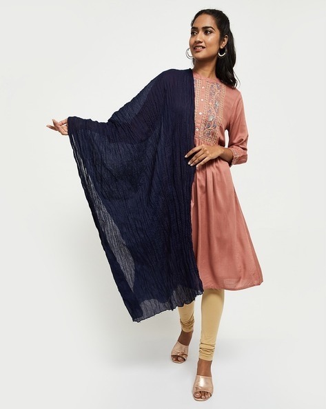 Crushed Dupatta with Beaded Borders Price in India