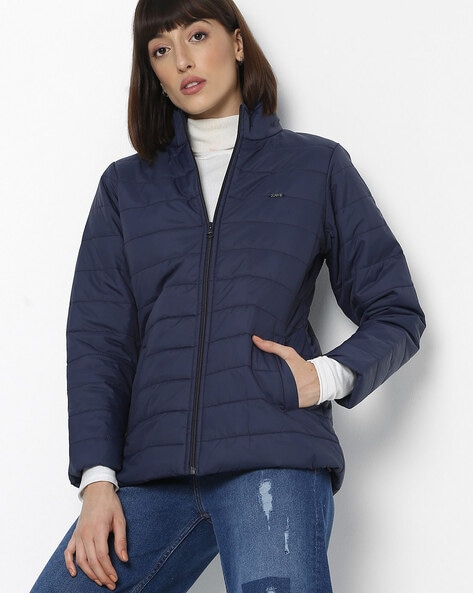 womens navy puffer coats