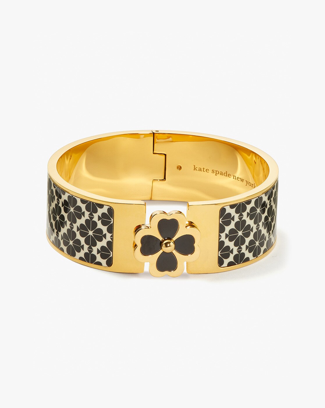 Buy KATE SPADE Heritage Spade Flower Wide Hinged Bangle | Gold-Toned &  Black Color Women | AJIO LUXE