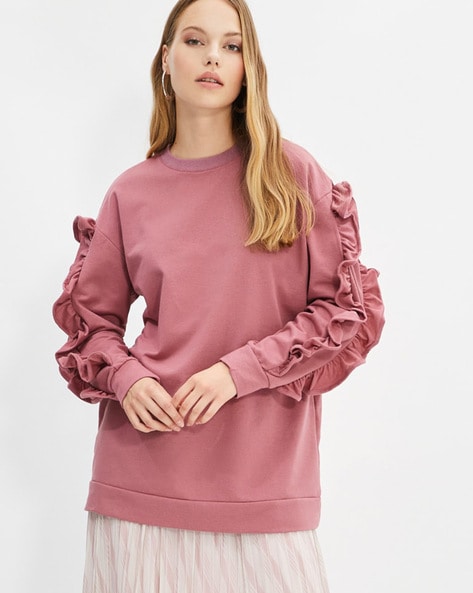 Pink ruffle clearance sweatshirt