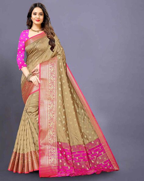 Buy DAZZLING Women's Banarasi Kora Muslin Tanchui Saree With Blouse Piece  (Grey & Red) Online at Best Prices in India - JioMart.