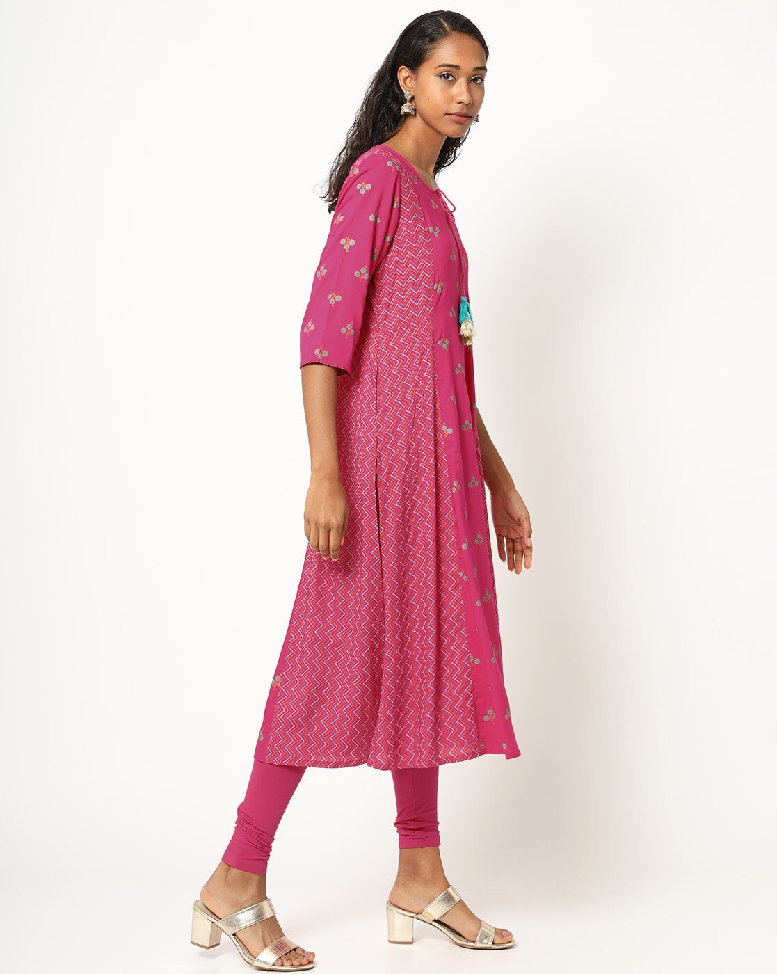 Pink red georgette Banarasi anarkali with leggings and pink mirror stone  net dupatta - anokherang - 2860274