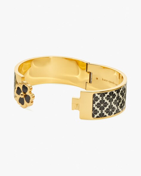 Buy KATE SPADE Heritage Spade Flower Wide Hinged Bangle | Gold-Toned &  Black Color Women | AJIO LUXE