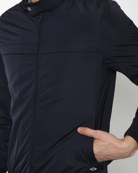 Slim Fit Zip-Front Bomber Jacket with Slip Pockets view 3