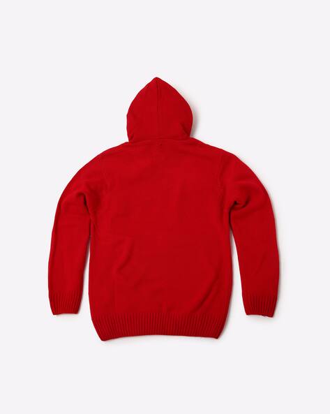 Patterned-Knit Hooded Pullover view 3