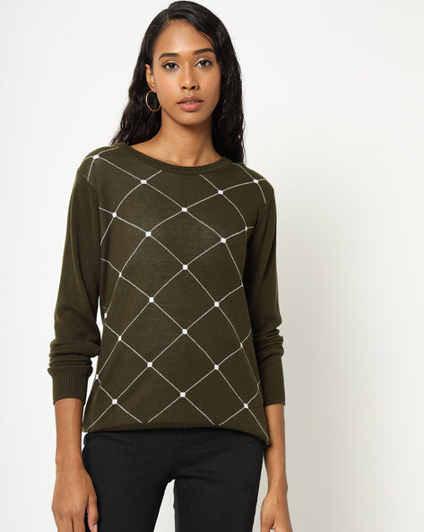 Olive green sale pullover sweater