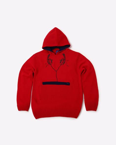 Patterned-Knit Hooded Pullover view 2
