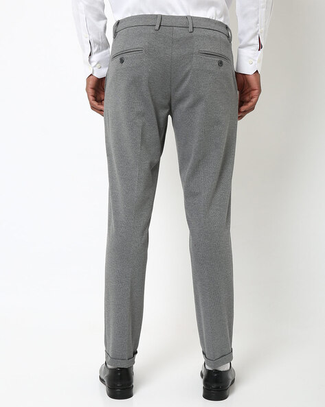 Buy Men Grey Melange Slim Fit Knitted Regular Trousers online  Looksgudin