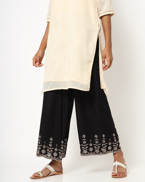 Palazzos with Embroidered Hems Price in India