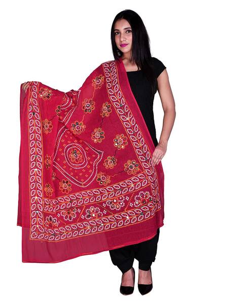 Printed Dupatta with Mirror Work Price in India