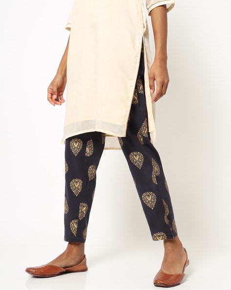 Printed Pants with Semi-Elasticated Waist Price in India