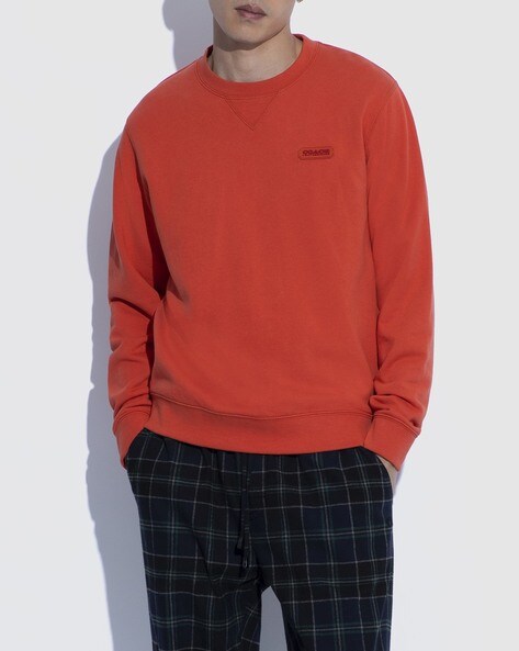 Buy Coach Slim Fit Crew-Neck Cotton Sweater | Red Color Men | AJIO LUXE Buy Coach Slim Fit Crew-Neck Cotton Sweater | Red Color Men | AJIO LUXE