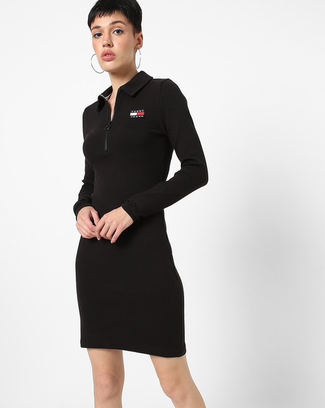 tommy hilfiger black dress white collar