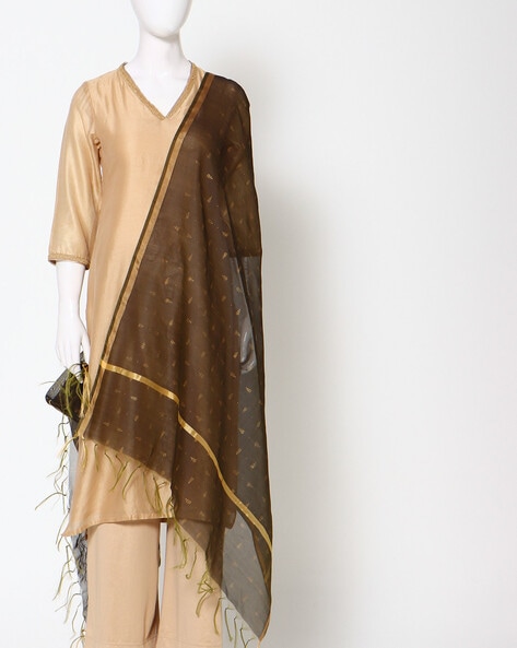 Printed Chanderi Dupatta with Fringes Price in India