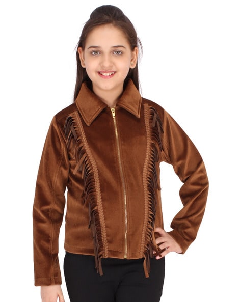 Girls Brown Faux Fur Open Jacket – Stylestone