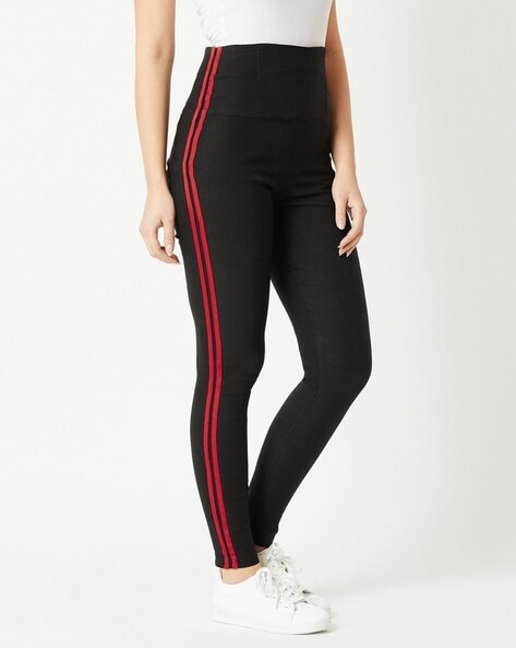 koral tone high rise legging black scarlett Pant hi Red Stripe side $105  yoga | eBay