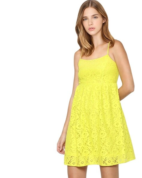 Buy ONLY Lace Strappy Skater Dress Online | Ajio.com