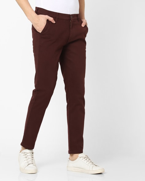 Jack  Jones Casual Trousers  Buy Jack  Jones Men Solid Maroon Pants  Online  Nykaa Fashion