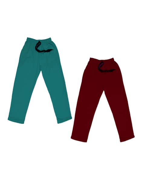 Buy Sea Green Maroon Track Pants for Boys by INDIWEAVES Online
