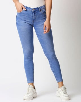 plain blue skinny jeans